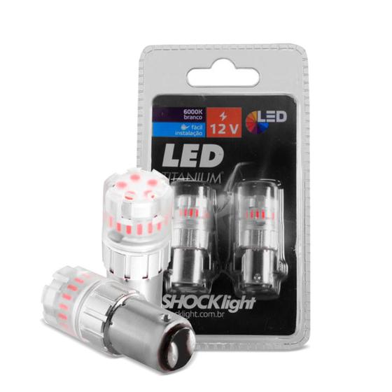 Imagem de Kit Lâmpadas LED Vermelha 1157 6/9 Titanium 23 SMD-4014/3030 2 Polo 12V Shocklight