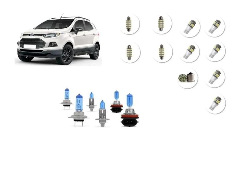 Imagem de Kit Lâmpadas Leds + Super Brancas Ecosport 2017 A 2020