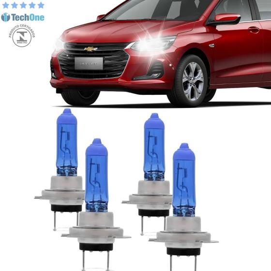 Imagem de Kit Lampadas Onix Turbo Premier Hatch Plus Sedan 2020 2021 Super Brancas Farol Projetor H7 H7 - 12v 55w 8500k Inmetro