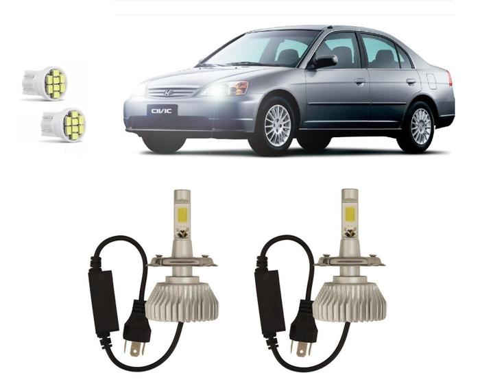 Imagem de Kit Lâmpadas Super Led Farol Alto Baixo Civic 1991 À 2003