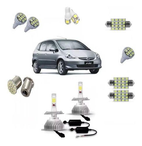 Imagem de Kit Lampadas Super Led Farol Alto Baixo H4 Honda Fit 04/15