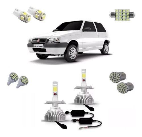 Imagem de Kit Lampadas Super Led Farol Alto E Baixo H4 Fiat Uno Mille