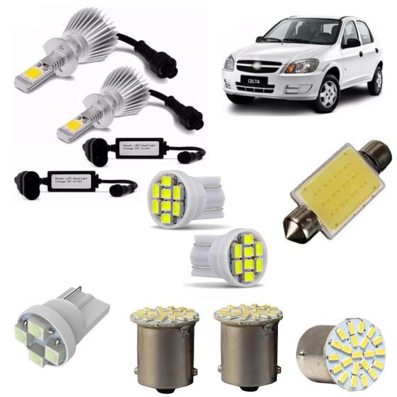 Imagem de Kit Lampadas super Led Farol Celta Prisma 2001 a 2017