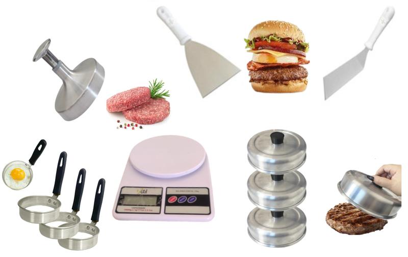 Imagem de Kit Lanche Completo 2 Espátulas 3 Abafador 3 Modelador Ovo E Hamburguer E Balança