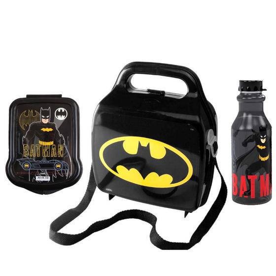 Imagem de Kit Lancheira com Alça +Porta Sanduiche e Garrafinha Batman