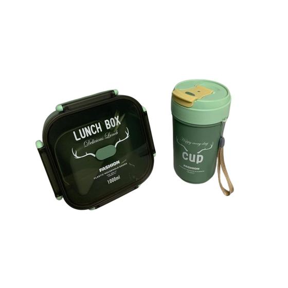 Imagem de Kit Lancheira Marmita com Divisória, Garrafa e Talheres