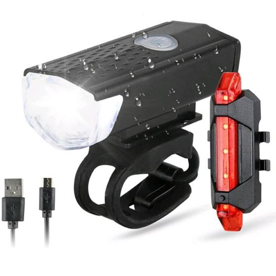 Imagem de Kit Lanterna e Farol Bicicleta Bike Luz Ultra Led a Prova D'Água