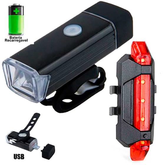 Imagem de Kit Lanterna LED Bike Bicicleta + Sinalizador Recarregável