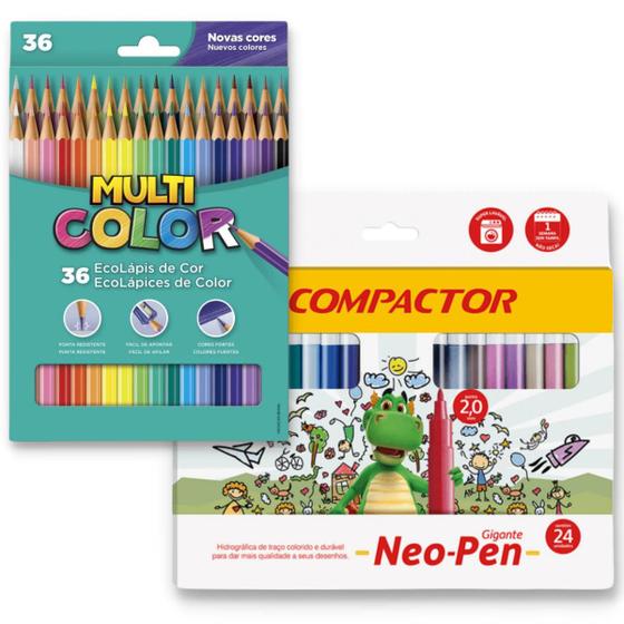 Kit Lápis de cor Multi Color EcoLápis com 36 cores + 24 canetinhas ...