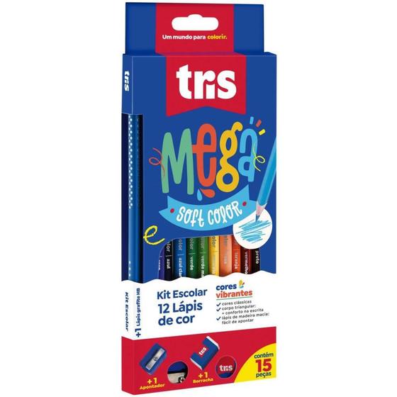 Imagem de Kit Lápis de COR Triangular Mega SOFT Color TRIS  12 Cores (conjunto com 6 KITS)