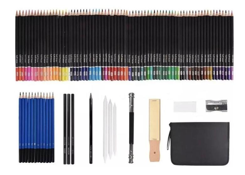 Imagem de Kit Lápis De Desenho Profissional Estojo c/ 97 Pcs top