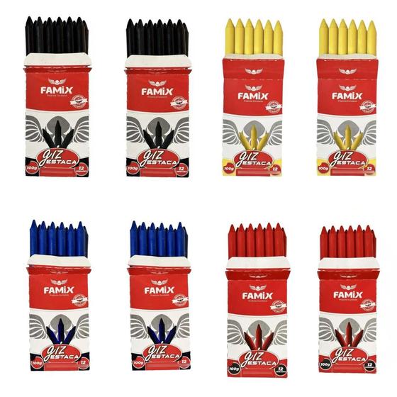 Imagem de Kit Lápis Giz Estaca Com 96un Em Cores Variados - Famix