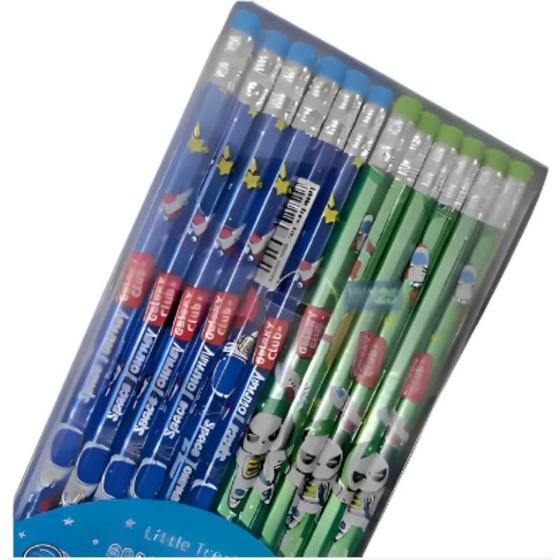 Imagem de Kit  Lápis Grafite Escolar Infantil Astronauta Little Tree Infantil Material escolar Trabalho escolar Desenhos Profissionais Pincel gel lapis posca br