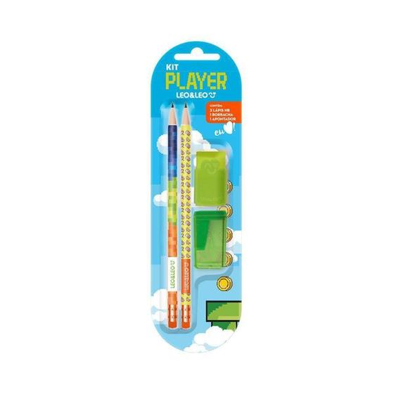Imagem de Kit Lapis Hb Player 2 Lapis/apontador/borracha Leoeleo 72183 - Leo&leo