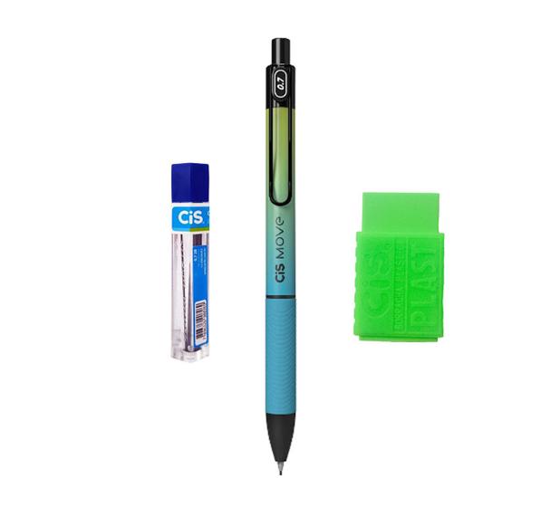 Imagem de Kit Lapiseira Move 0.7 Verde/Azul+Grafite+ Borracha Neon VD