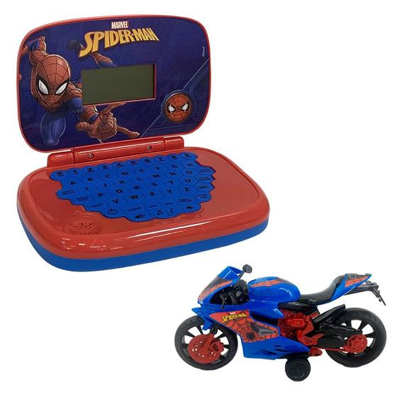 Imagem de Kit Laptop Spider-Man + Moto Homem Aranha Webcycle