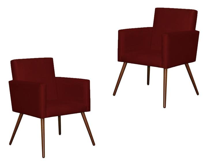 Imagem de Kit Lari 2 Poltronas Decorativa Recepção Sala Suede Bordô