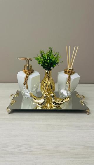 Kit Lavabo 6 Peças Difusor Sabonete Bandeja