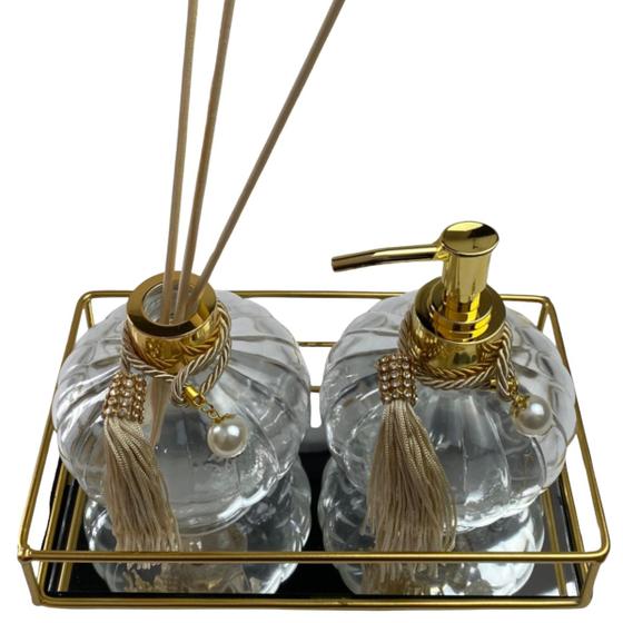 Imagem de Kit Lavabo Aromatizador e Difusor de Ambiente Luxo Dourado