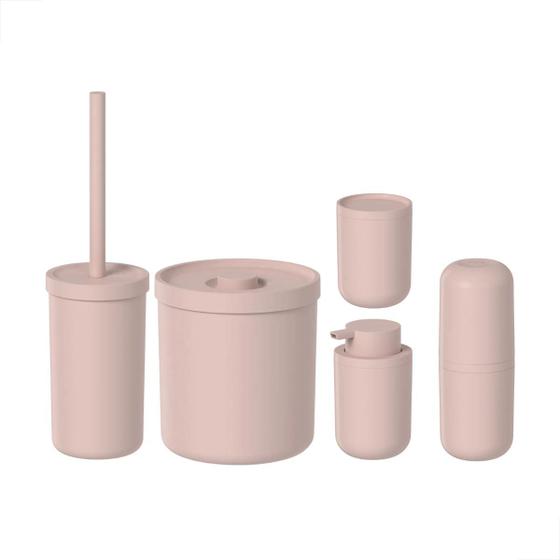 Imagem de Kit Lavabo Banheiro 5 Peças Rosa Duna Premium Resistente OU