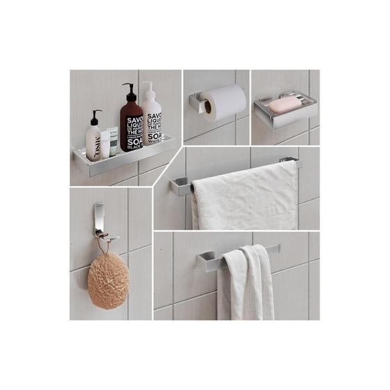 Imagem de Kit Lavabo Banheiro Com 6 Itens incluindo Suporte Para Toalha De Banho 