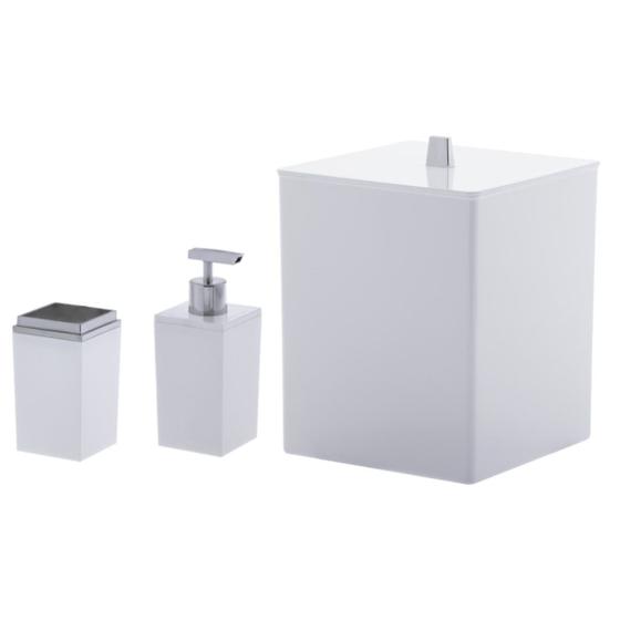 Imagem de Kit Lavabo c/ Lixeira e Porta Sabonete e Escovas Quadratta