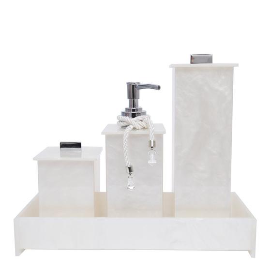 Imagem de Kit Lavabo Com 4 Peças Elegance Acrílico Pérola Com Prata
