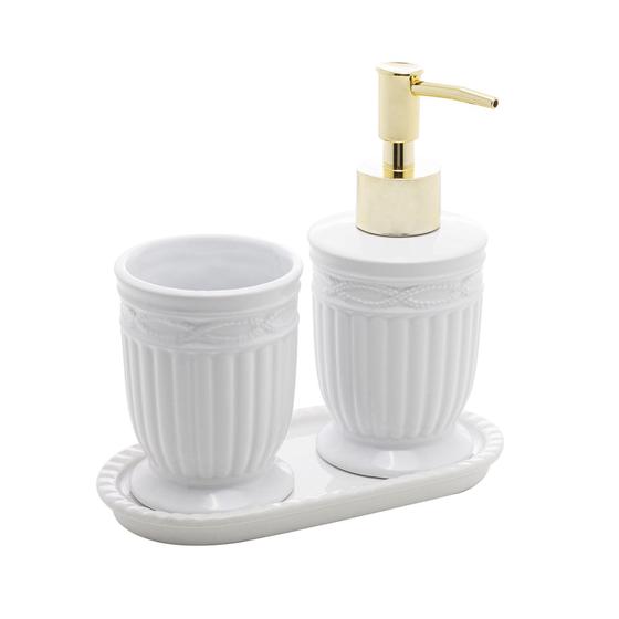 Imagem de Kit Lavabo Com Bandeja Dispenser Sabonete Porta Escova - Lyor - Coliseu - Grupo Rojemac