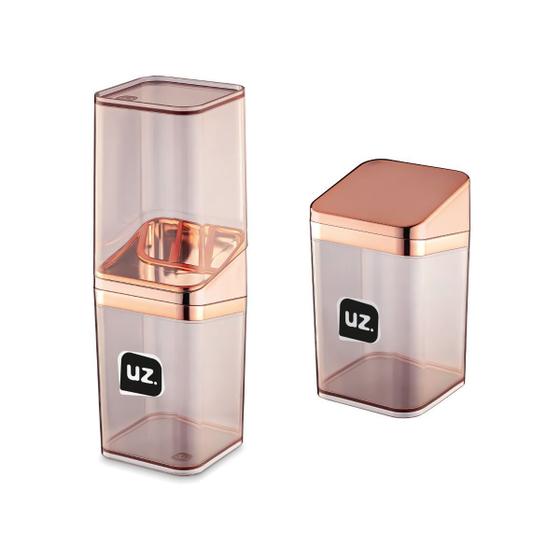 Imagem de Kit Lavabo Porta Algodão e Porta Escova Rose Gold Chique UZ