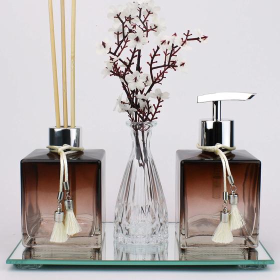 Kit Lavabo Saboneteira e Aromatizador de Ambiente Madri Menor preço em Kit Lavabo Saboneteira e Aromatizador de Ambiente Madri