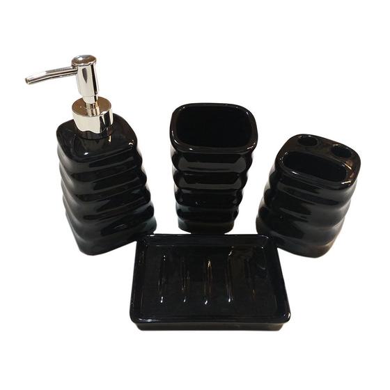 Kit Lavabo Saboneteira Porta Escova Completo C/ Bandeja 4pçs Menor preço em Kit Lavabo Saboneteira Porta Escova Completo C/ Bandeja 4pçs