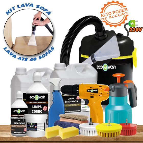 Kit Lavagem A Seco De Estofados + Aspirador + Parafusadeira Menor preço em Kit Lavagem A Seco De Estofados + Aspirador + Parafusadeira