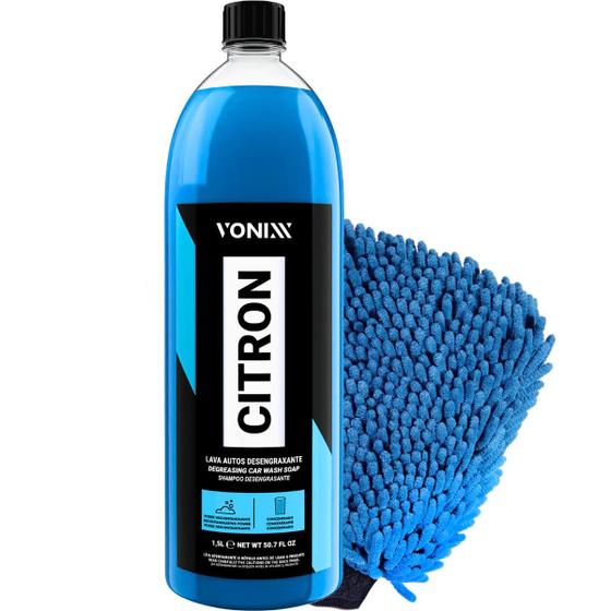 Imagem de Kit Lavagem Automotiva Desengraxante Shampoo Citron 1,5L Vonixx Luva de Microfibra