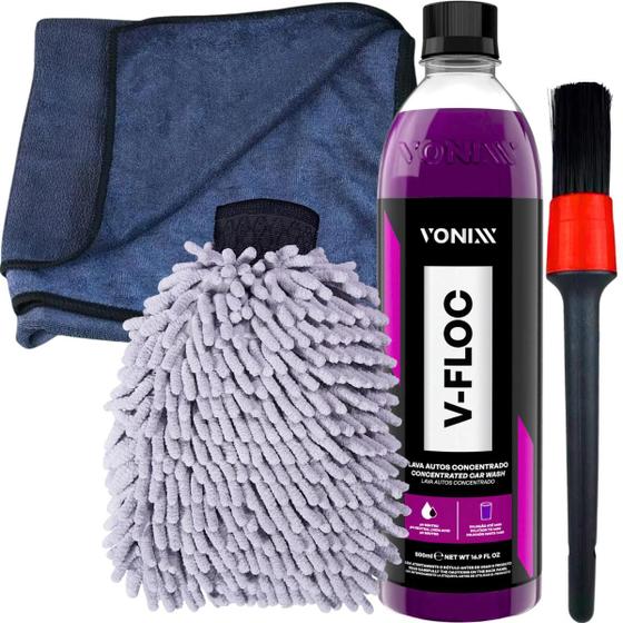 Kit Lavagem Automotiva Shampoo Neutro V-Floc 500ml Toalha Secagem Luva Tentaculos Pincel Vonixx Menor preço em Kit Lavagem Automotiva Shampoo Neutro V-Floc 500ml Toalha Secagem Luva Tentaculos Pincel Vonixx