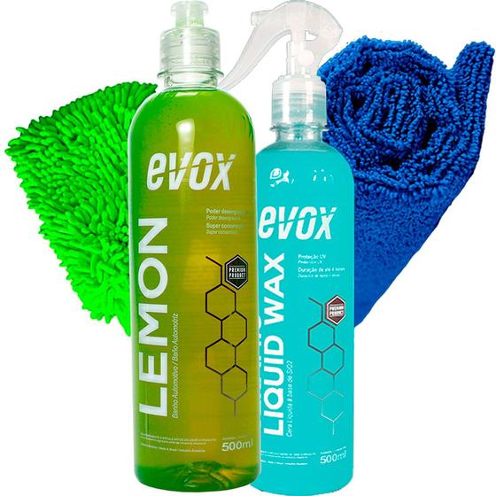 Imagem de Kit Lavagem de Carro Shampoo Lemon Cera Ceramic Evox