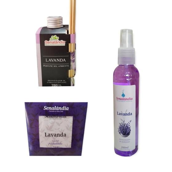 Imagem de Kit Lavanda com 1 Aromatizador 280ml + 1 Spray Odorizador de 200ml + 1 Sachê de 25g - Envio Já