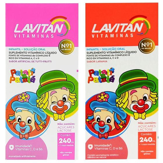 Imagem de Kit Lavitan Kids Patati Patatá - Liquido - Sabor Laranja e Tutti Frutti 240ML Cada