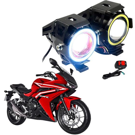 Imagem de Kit Led Farol Milha Moto CB500R 2017 2018 2019 Angel Eye U7