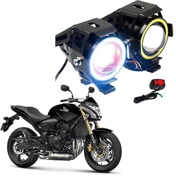 Imagem de Kit Led Farol Milha Moto CB600F HORNET 2005 2006 2007 2008 2009 2010 2011 2012 2013 Angel Eye U7