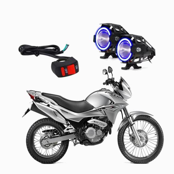 Imagem de Kit Led Farol Milha Moto CG 125 1990 1991 1992 1993 1994 Angel Eye Azul U7