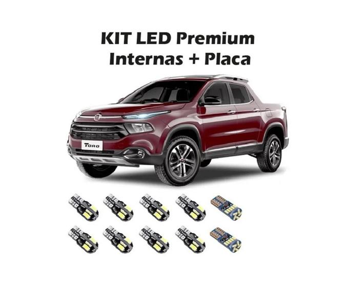 Imagem de Kit Led Fiat Toro 5000k Lampadas Internas Placa