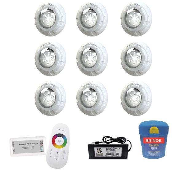 Imagem de Kit Led Piscina 144m² - 9 Leds 9w, 1 Módulo Rgb + Fonte