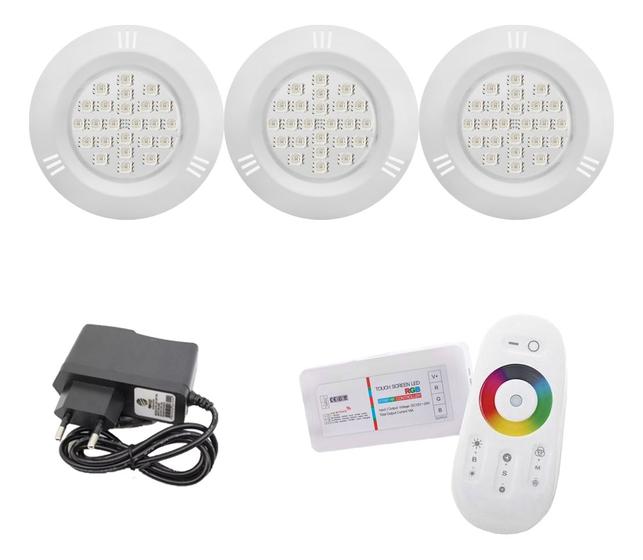 Imagem de Kit Led Piscina 30m² - 3 Leds 5w, 1 Módulo Rgb + Fonte