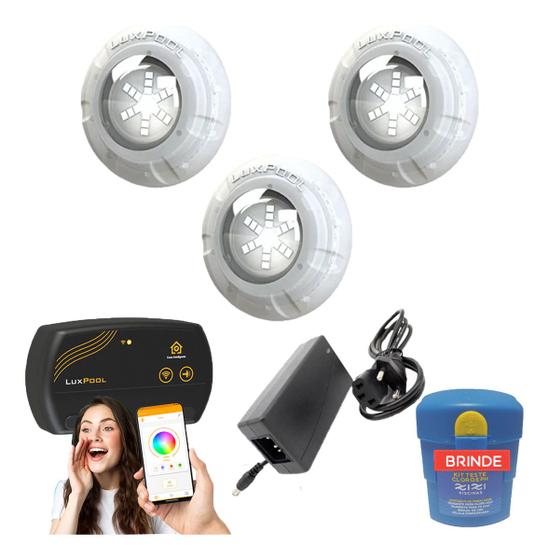 Imagem de Kit Led Piscina 48m² - 3 Leds 9w, 1 Smartlux + Fonte