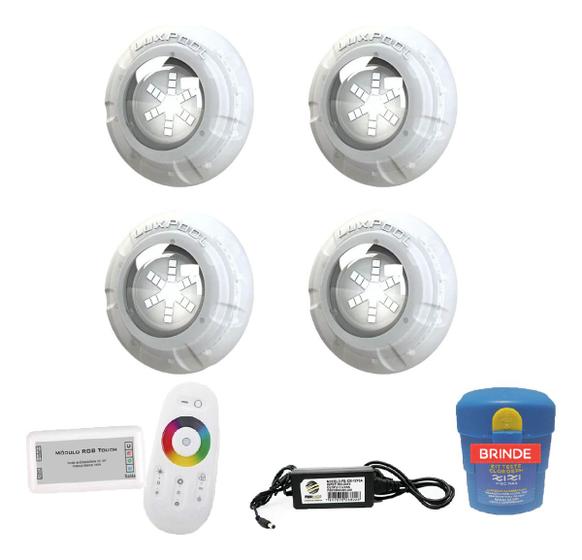 Imagem de Kit Led Piscina 64m² - 4 Leds 9w, 1 Módulo Rgb + Fonte