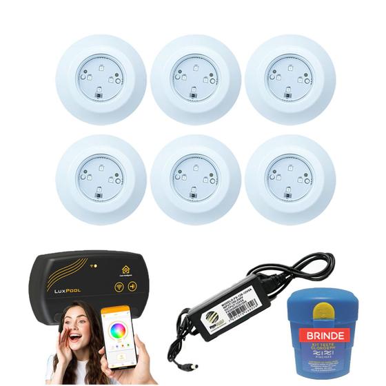 Imagem de Kit Led Piscina 72m² - 6 Leds 9w, 1 Smartlux + Fonte