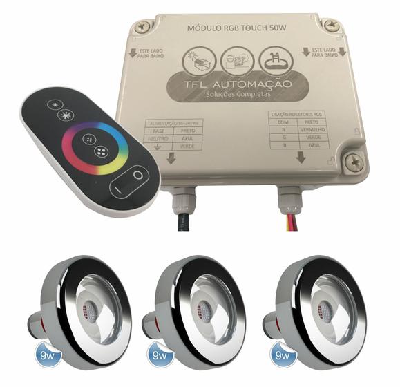 Imagem de Kit Led Piscina - Módulo Touch 50W + 3 Leds Rgb 9W Tholz