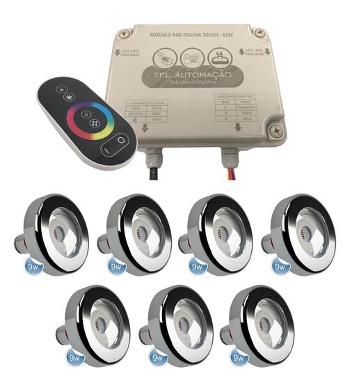 Imagem de Kit Led Pisicina - Contr Touch 81W + 7 Leds Rgb 9W Tholz