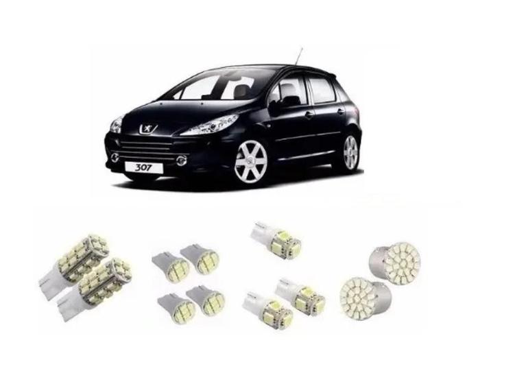 Imagem de Kit Led Super Branca Lanterna Teto Placa Re Peugeot 307