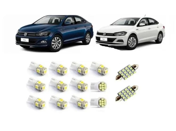 Kit Led Vw Novo Polo / Virtus Teto Placa Ré Farolete Blue Lion